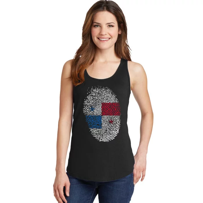 Panamanian Flag Fingerprint Panama Ladies Essential Tank