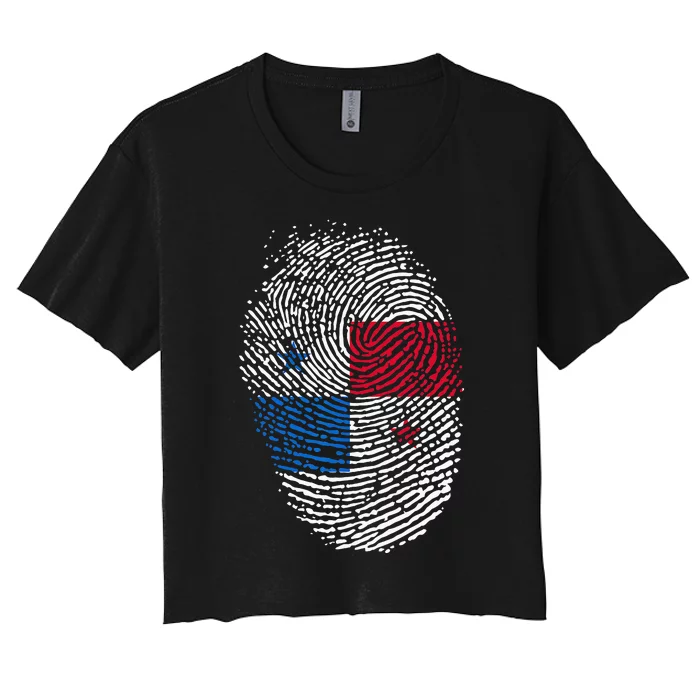 Panamanian Flag Fingerprint Panama Women's Crop Top Tee