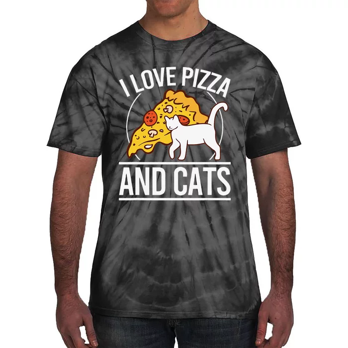 Pizza foodie Funny I Love Pizza And Cats Pizza Kitten Tie-Dye T-Shirt