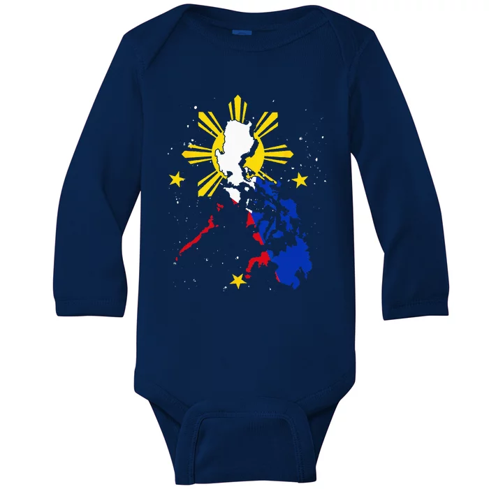 Philippines Flag Filipino Pride Pinoy Heritage Philippines Baby Long Sleeve Bodysuit