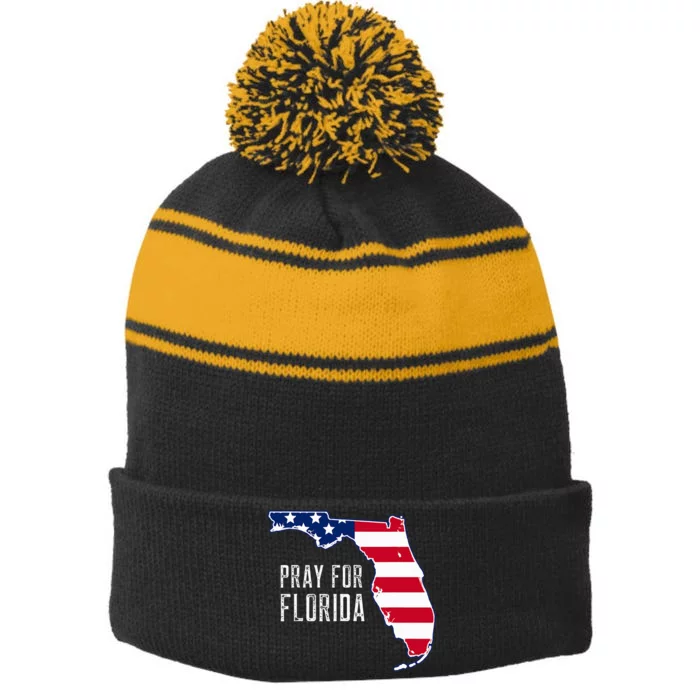 Pray For Florida Beach Stand With Florida Strong Stripe Pom Pom Beanie