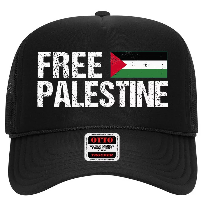 Palestine Flag Free Palestine High Crown Mesh Trucker Hat