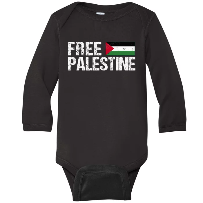 Palestine Flag Free Palestine Baby Long Sleeve Bodysuit