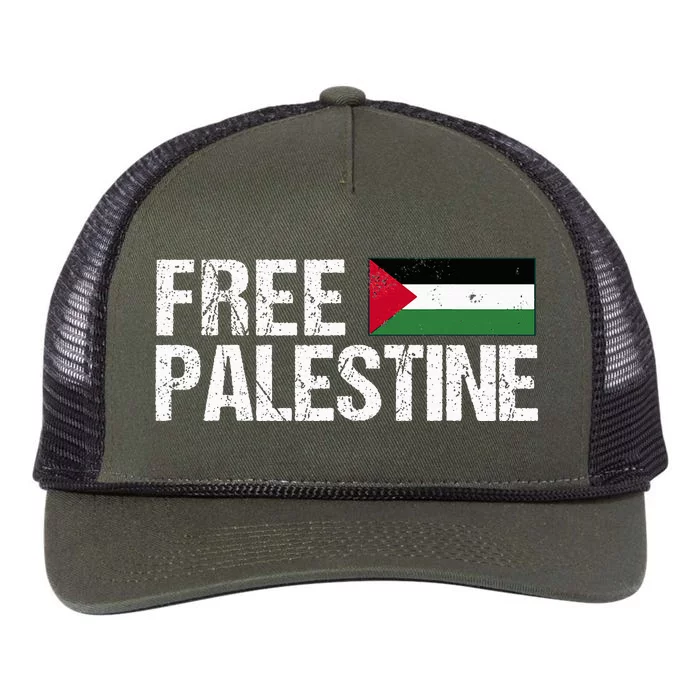 Palestine Flag Free Palestine Retro Rope Trucker Hat Cap