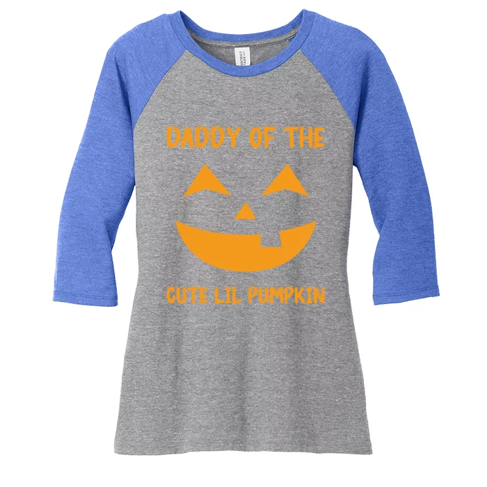 Pumpkin Face Funny Daddy Of The Cute Lil Pumpkin Halloween Meaningful Gift Women's Tri-Blend 3/4-Sleeve Raglan Shirt