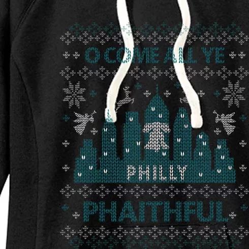 Philly Faithful Funny Philadelphia Philly Fan Ugly Christmas Women's Fleece Hoodie