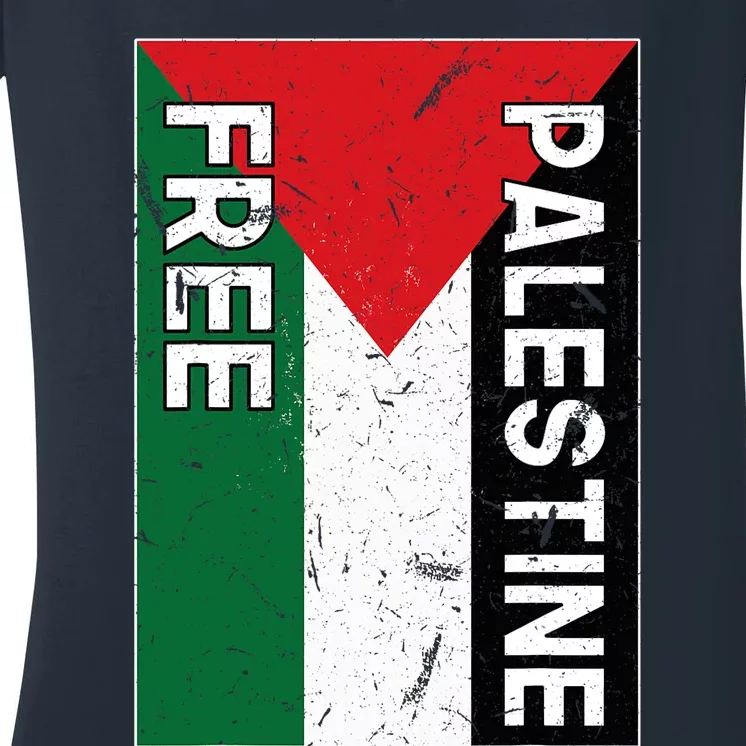 Palestine Flag Free Gaza I Stand With Free Palestine Women's V-Neck T-Shirt