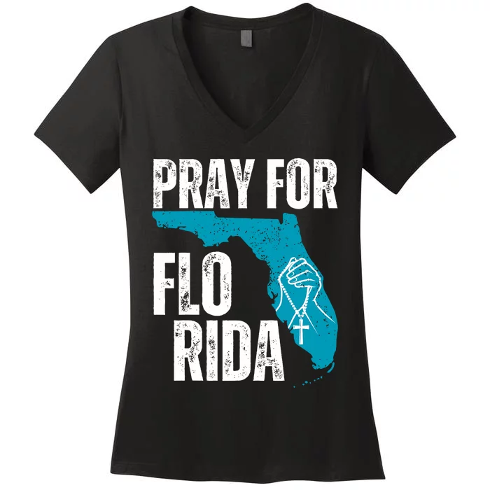 Pray For Florida Tampa Pray For Floridians Hurricane Milton Florida Strong Women's V-Neck T-Shirt