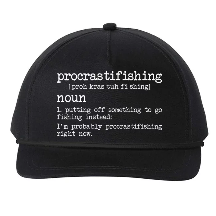 Procrastifishing Funny Fishing Gifts For Men Fisherman Dad Snapback Five-Panel Rope Hat