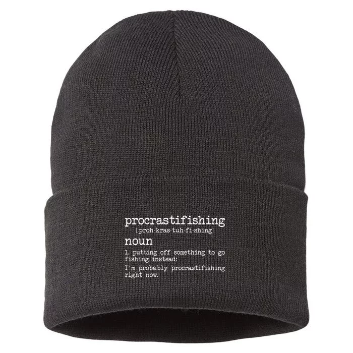 Procrastifishing Funny Fishing Gifts For Men Fisherman Dad Sustainable Knit Beanie