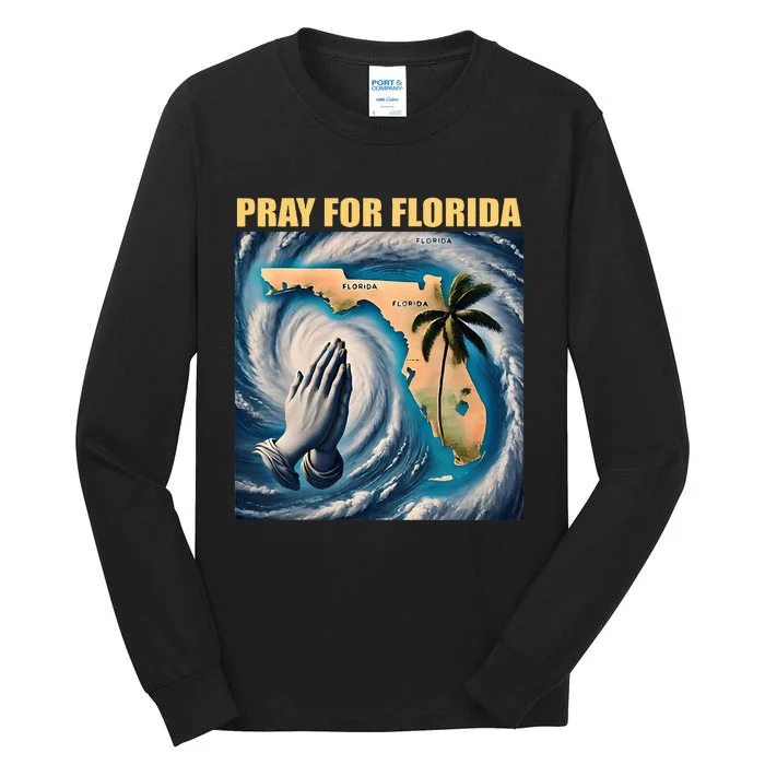 Pray For Florida Florida Strong Usa Flag Florida Map Tall Long Sleeve T-Shirt