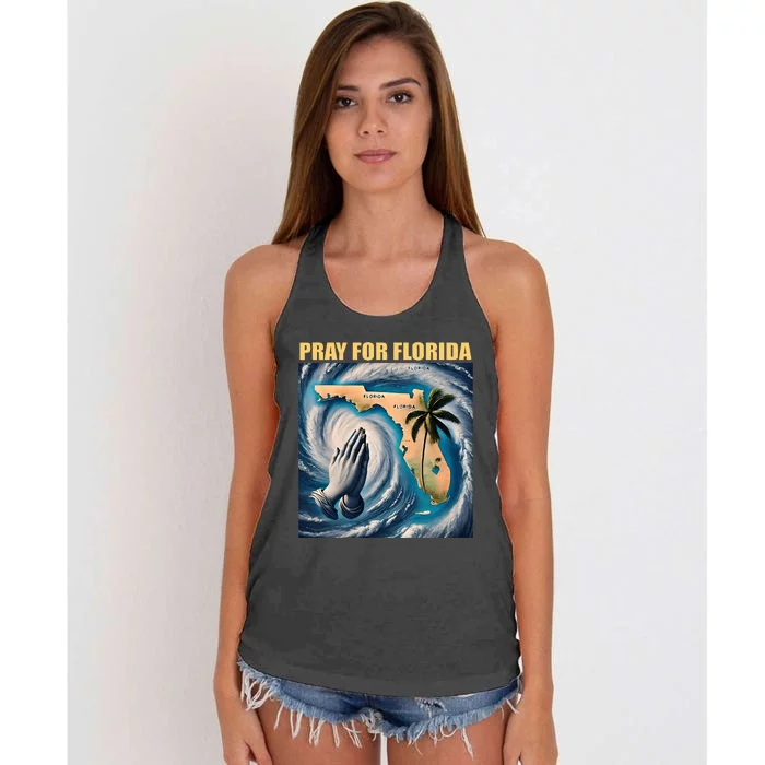 Pray For Florida Florida Strong Usa Flag Florida Map Women's Knotted Racerback Tank