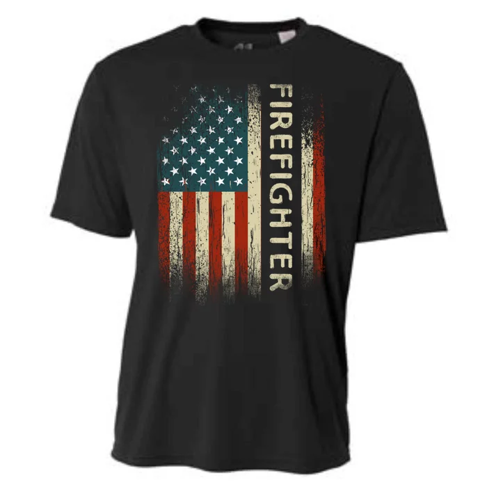 Patriotic Firefighter Funny Gift American Usa Flag Funny Fire Gift Cooling Performance Crew T-Shirt