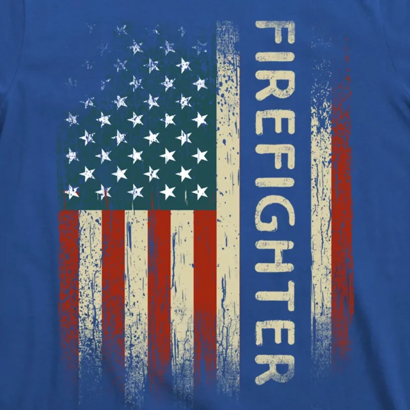 Patriotic Firefighter Funny Gift American Usa Flag Funny Fire Gift T-Shirt