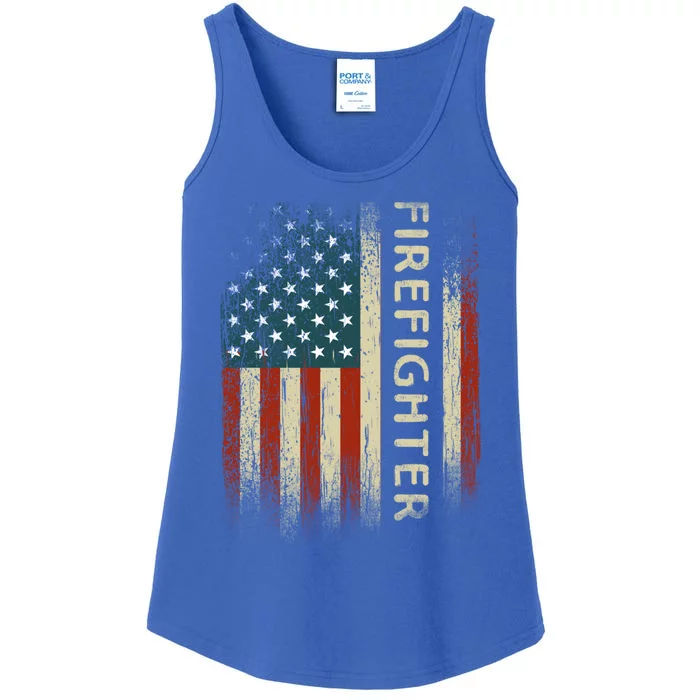 Patriotic Firefighter Funny Gift American Usa Flag Funny Fire Gift Ladies Essential Tank