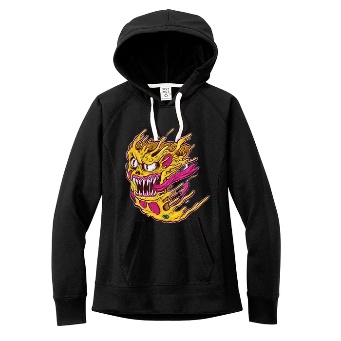 Pizza Funny food Melting Mayhem Pizza Face Women's Fleece Hoodie