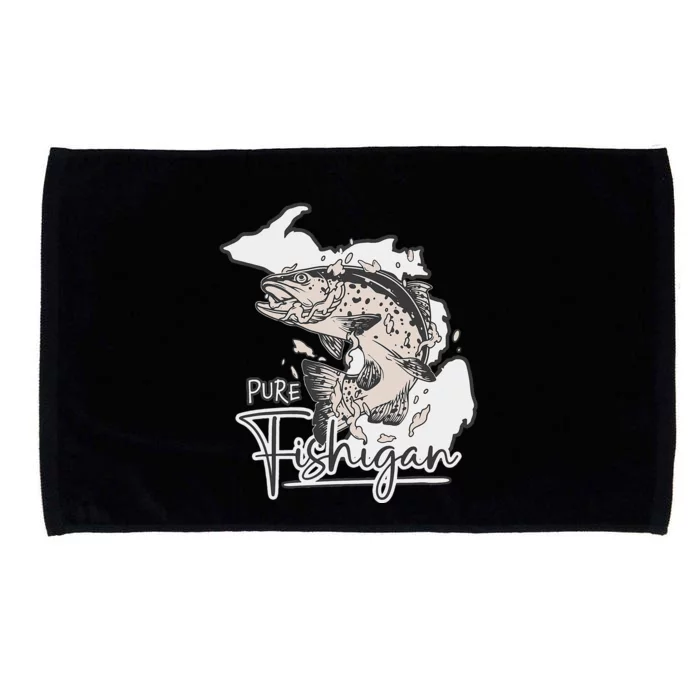 Pure Fishigan Fisherman State Of Michigan Fishing Microfiber Hand Towel