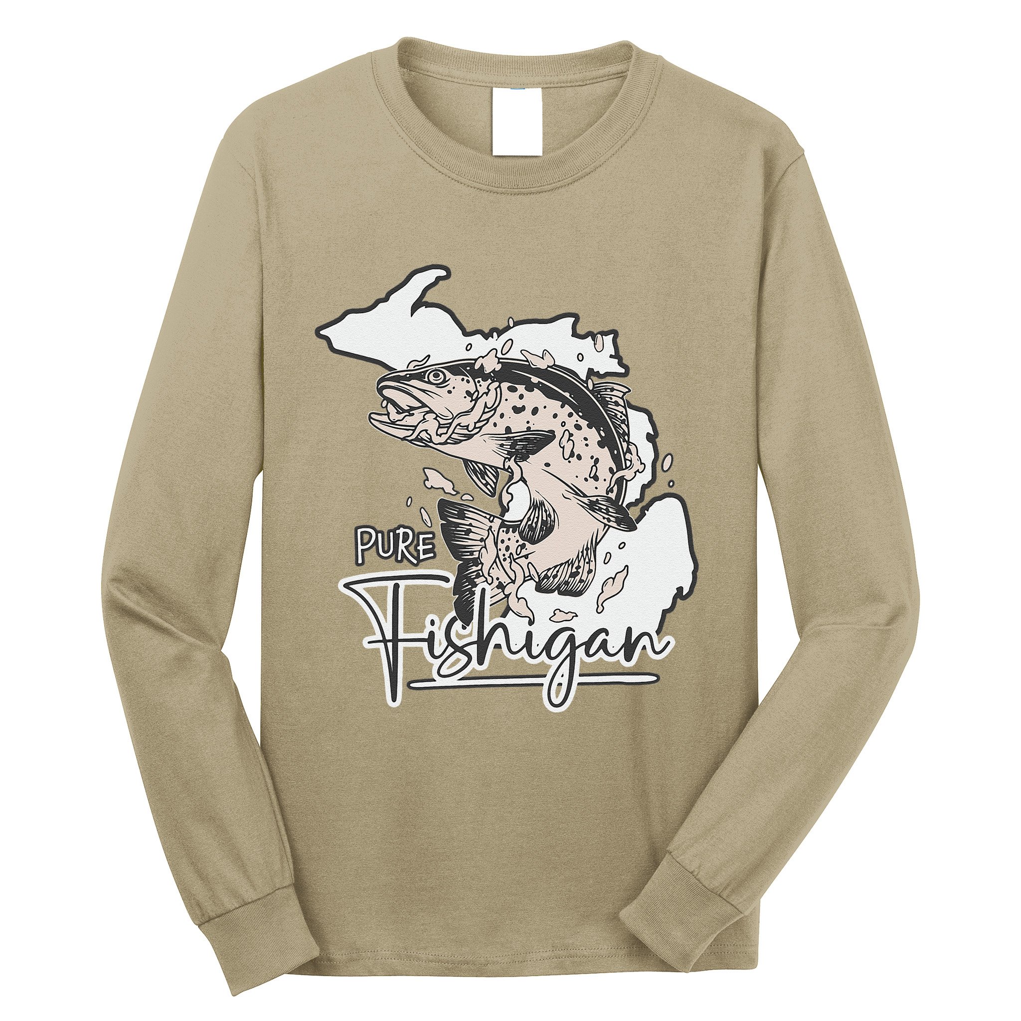 Michigan Funny Fishigan Fishing Lover Long Sleeve TShirt Men Women