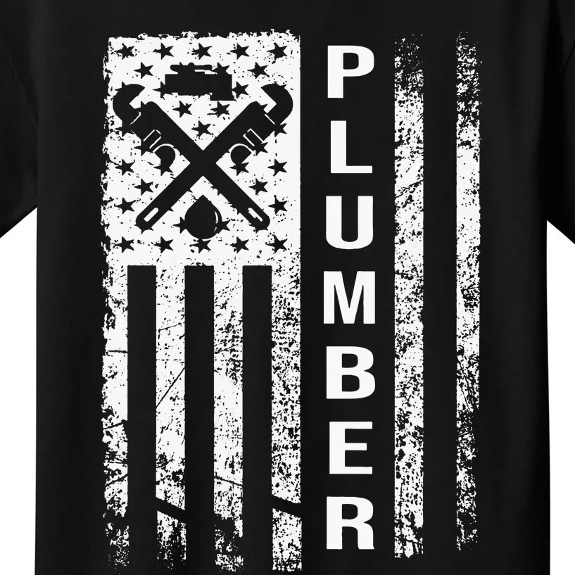 Plumber Flag Funny Plumbing Outfit Kids T-Shirt