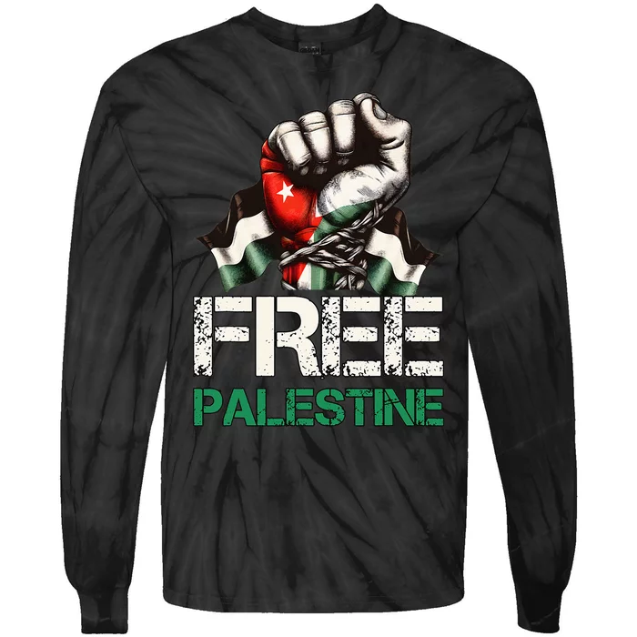 Palestine Flag Free Palestine Save Gaza Strip Tie-Dye Long Sleeve Shirt