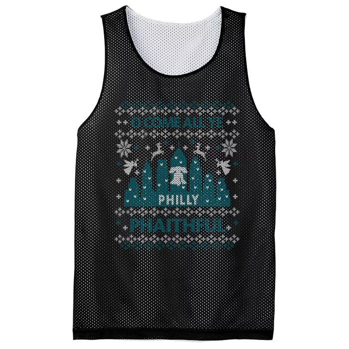 Philly Faithful Funny Philadelphia Philly Fan Ugly Christmas Mesh Reversible Basketball Jersey Tank