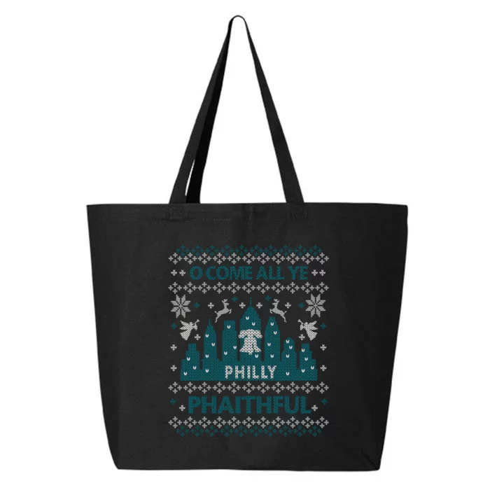 Philly Faithful Funny Philadelphia Philly Fan Ugly Christmas 25L Jumbo Tote