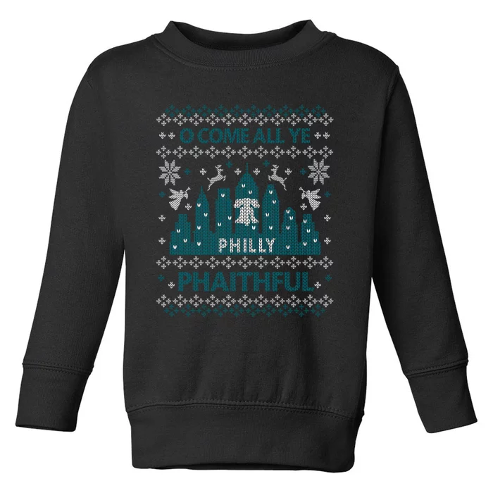 Philly Faithful Funny Philadelphia Philly Fan Ugly Christmas Toddler Sweatshirt