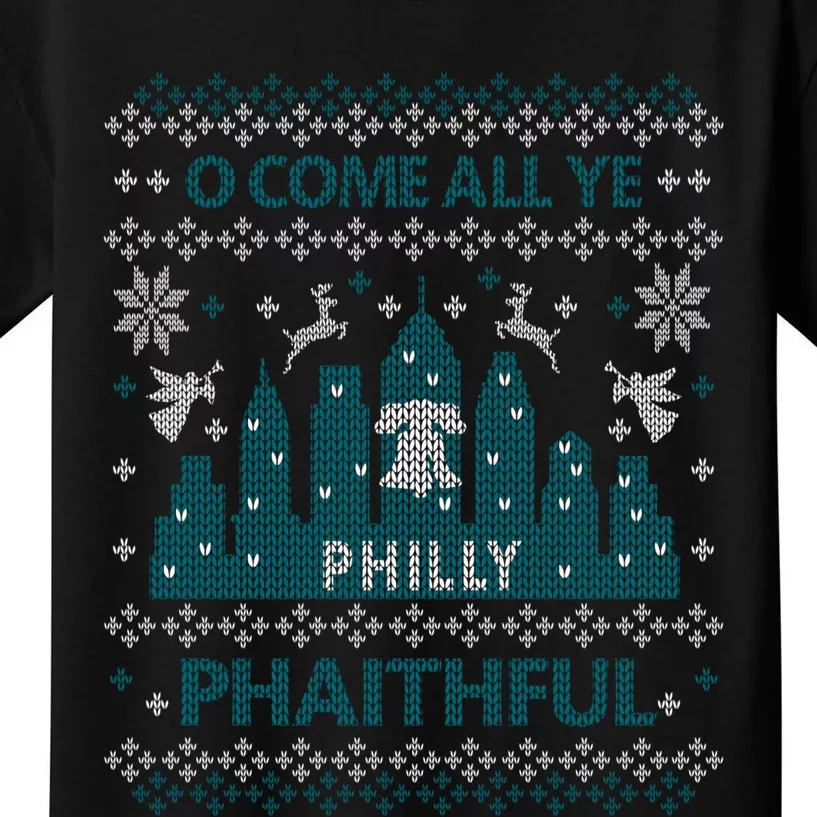 Philly Faithful Funny Philadelphia Philly Fan Ugly Christmas Kids T-Shirt