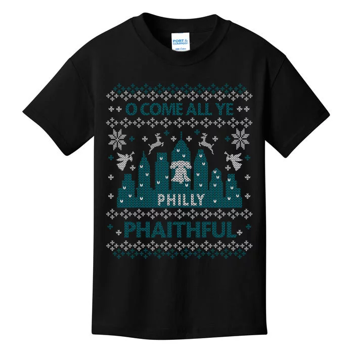 Philly Faithful Funny Philadelphia Philly Fan Ugly Christmas Kids T-Shirt