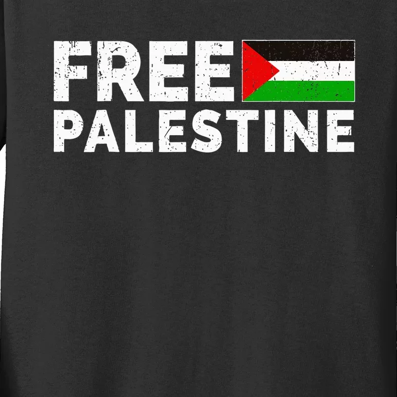 Palestine Flag Free Gaza Kids Long Sleeve Shirt