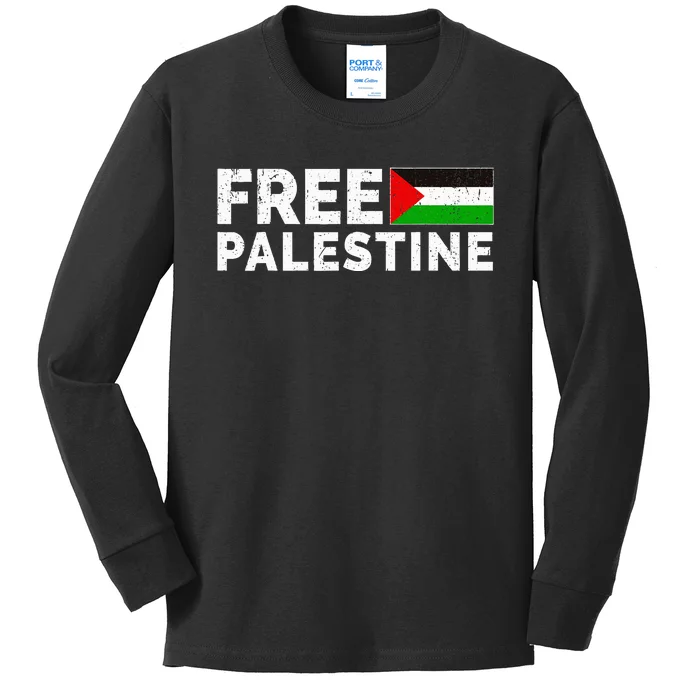 Palestine Flag Free Gaza Kids Long Sleeve Shirt