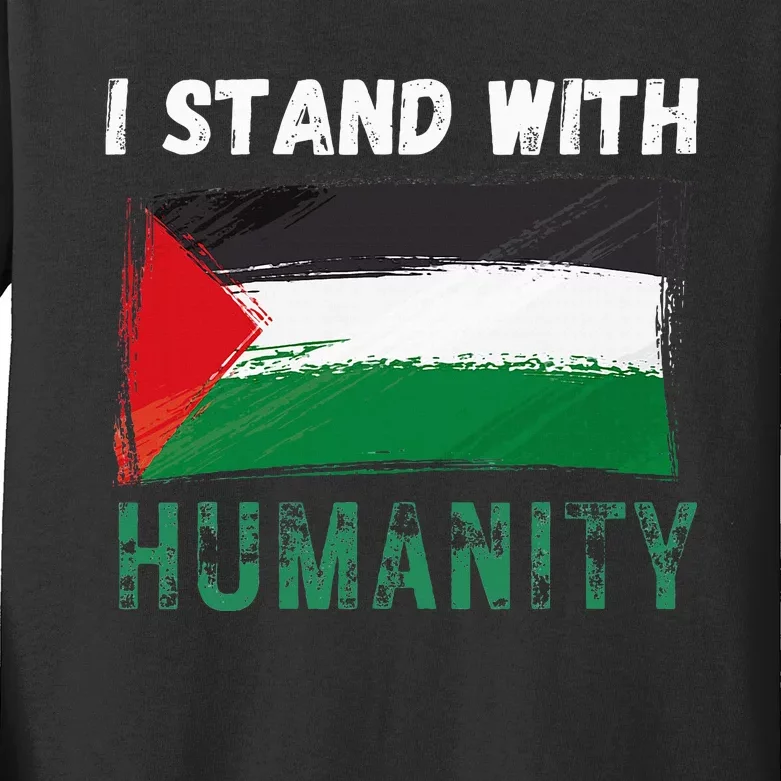 Palestine Flag Free Gaza I Stand With Free Palestine Gaza Kids Long Sleeve Shirt