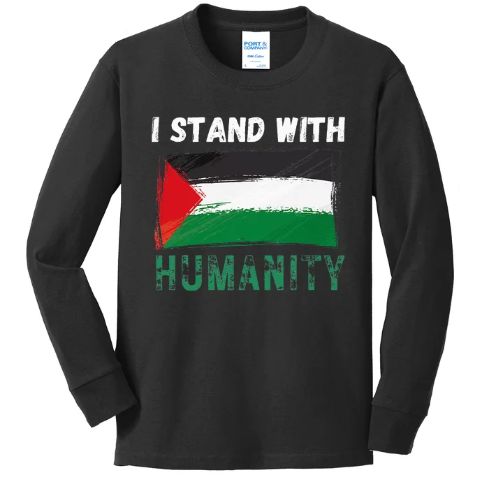 Palestine Flag Free Gaza I Stand With Free Palestine Gaza Kids Long Sleeve Shirt