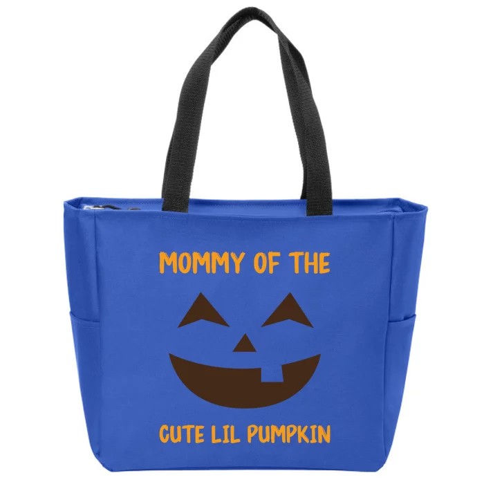 Pumpkin Face Funny Mommy Of The Cute Lil Pumpkin Halloween Meaningful Gift Zip Tote Bag