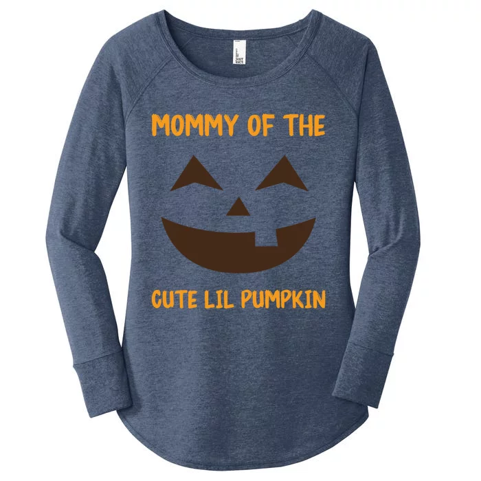 Pumpkin Face Funny Mommy Of The Cute Lil Pumpkin Halloween Meaningful Gift Women's Perfect Tri Tunic Long Sleeve Shirt