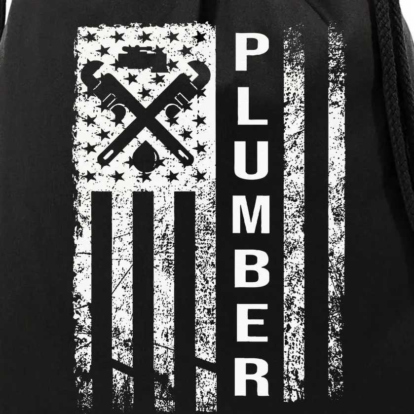 Plumber Flag Gifts For Plumbers Funny Plumbing Outfit Drawstring Bag