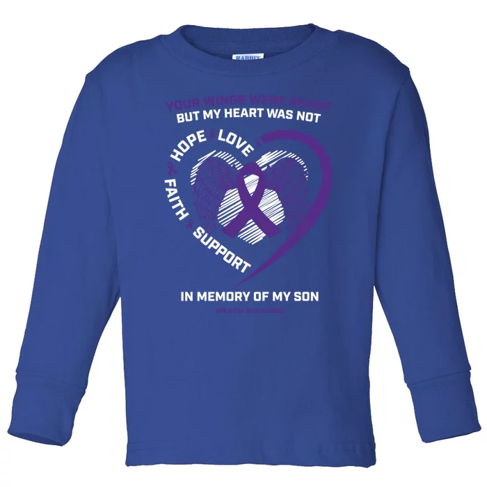 Products Funny Gift In Memory Of My Son Purple Epilepsy Awareness Funny Gift Toddler Long Sleeve Shirt