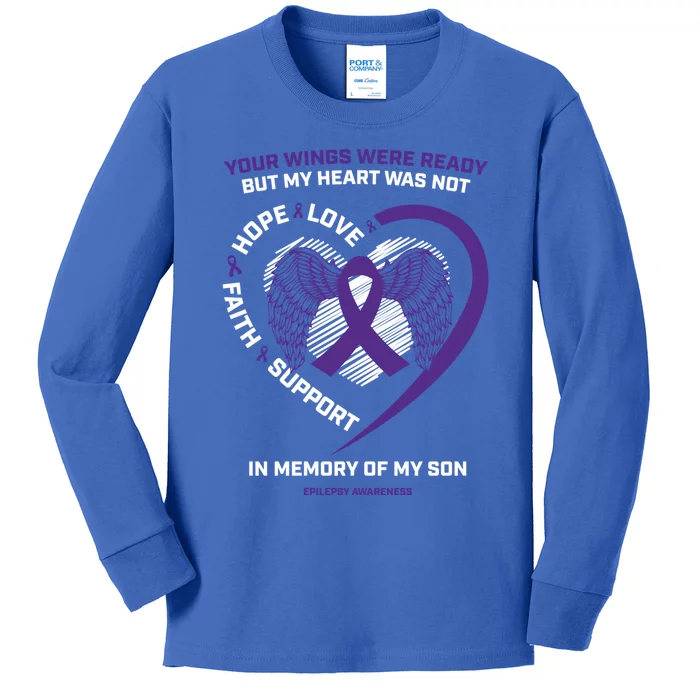 Products Funny Gift In Memory Of My Son Purple Epilepsy Awareness Funny Gift Kids Long Sleeve Shirt