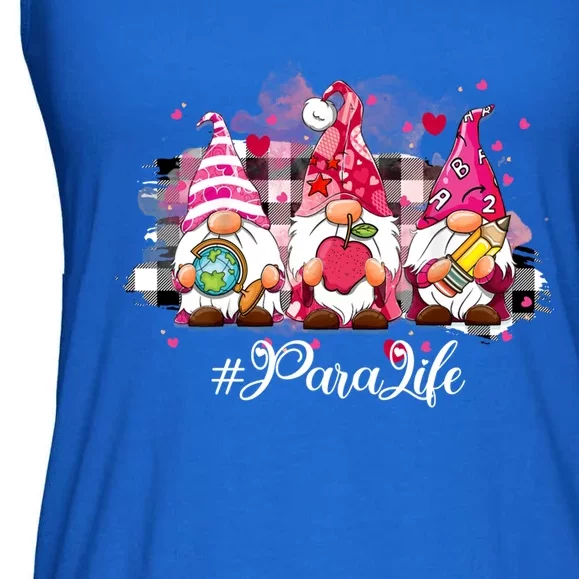 Plaid Funny Gnome Paraprofessional Valentines Day Matching Gift Ladies Essential Flowy Tank