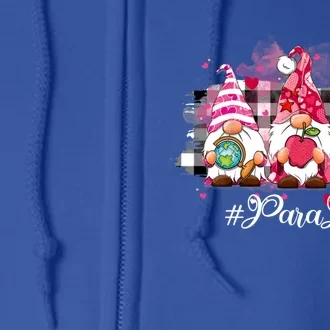 Plaid Funny Gnome Paraprofessional Valentines Day Matching Gift Full Zip Hoodie