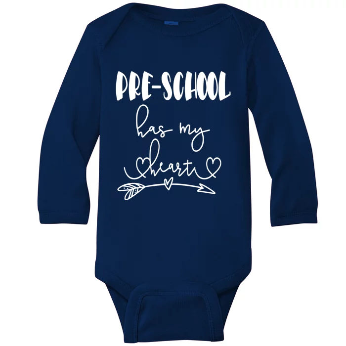 Pregreat Funny Giftchool Valentine's Day Teacher Student Has My Heart Gift Baby Long Sleeve Bodysuit