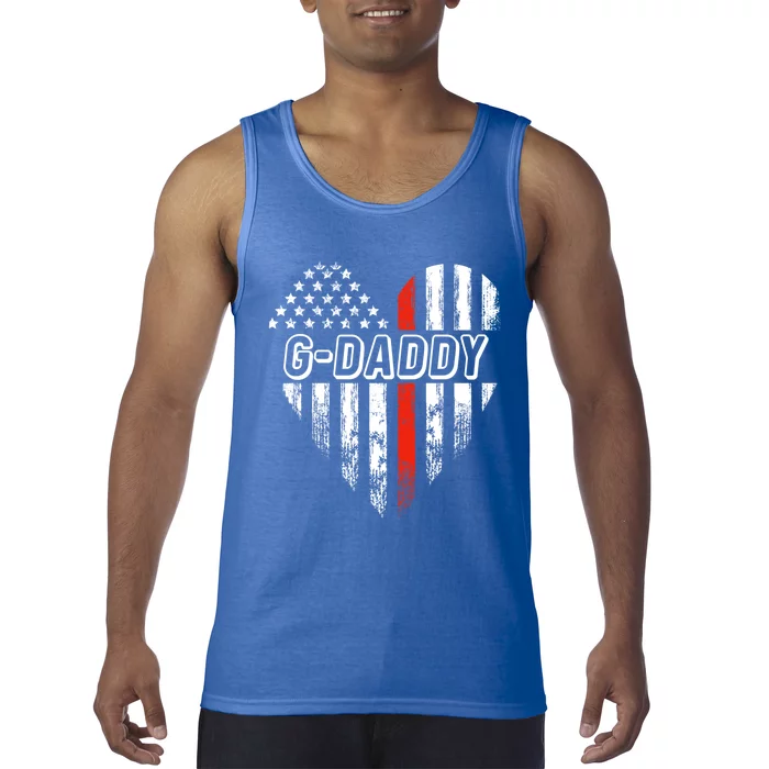 Proud Firefighter Gdaddy American Flag Heart Gift Tank Top