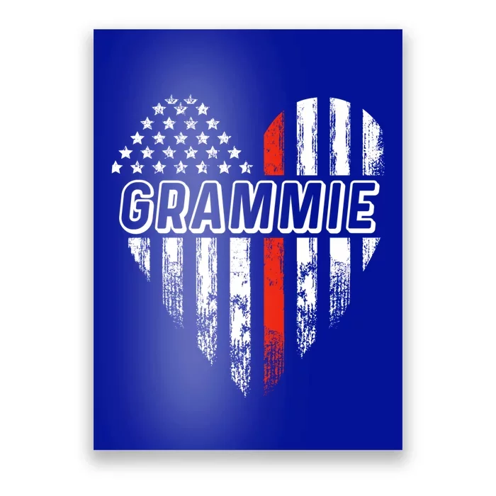 Proud Firefighter Grammie American Flag Heart Cool Gift Poster