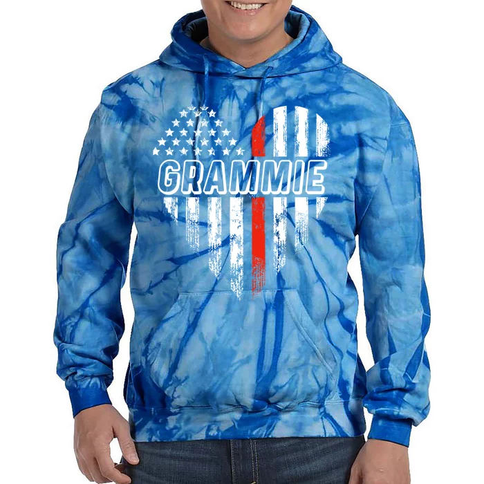 Proud Firefighter Grammie American Flag Heart Cool Gift Tie Dye Hoodie