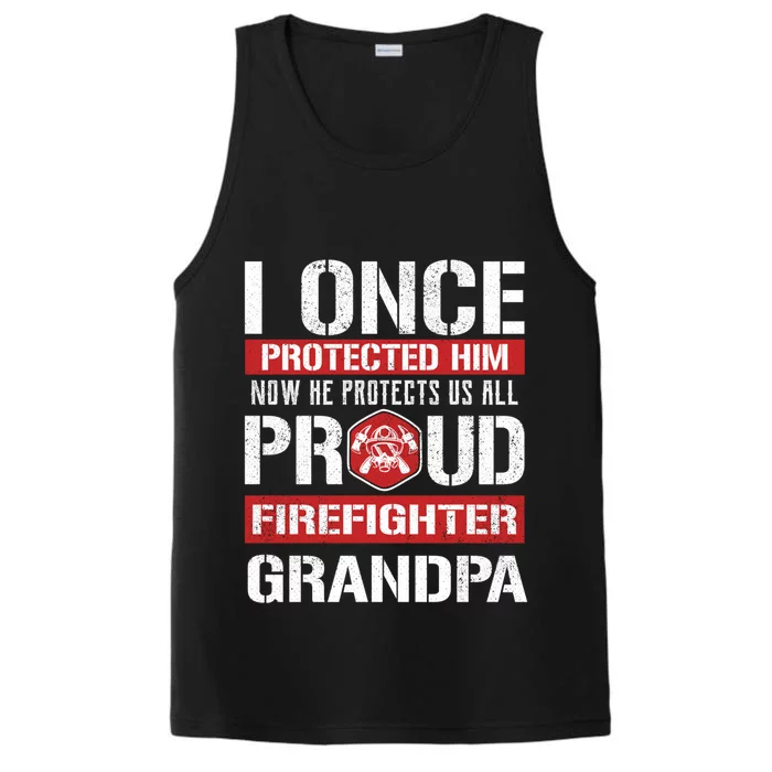 Proud Firefighter Grandpa Love Firefighter Grandson Cute Gift Performance Tank