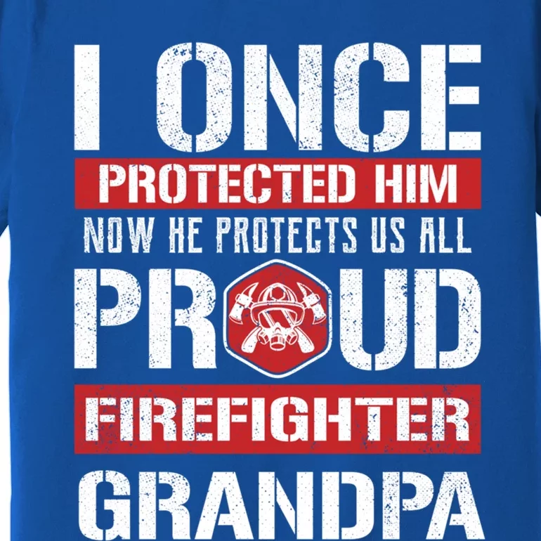 Proud Firefighter Grandpa Love Firefighter Grandson Cute Gift Premium T-Shirt