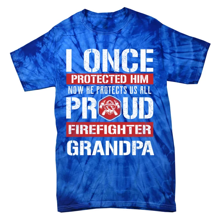 Proud Firefighter Grandpa Love Firefighter Grandson Cute Gift Tie-Dye T-Shirt