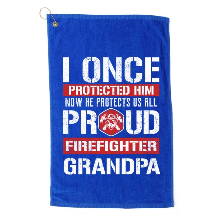 Proud Firefighter Grandpa Love Firefighter Grandson Cute Gift Platinum Collection Golf Towel