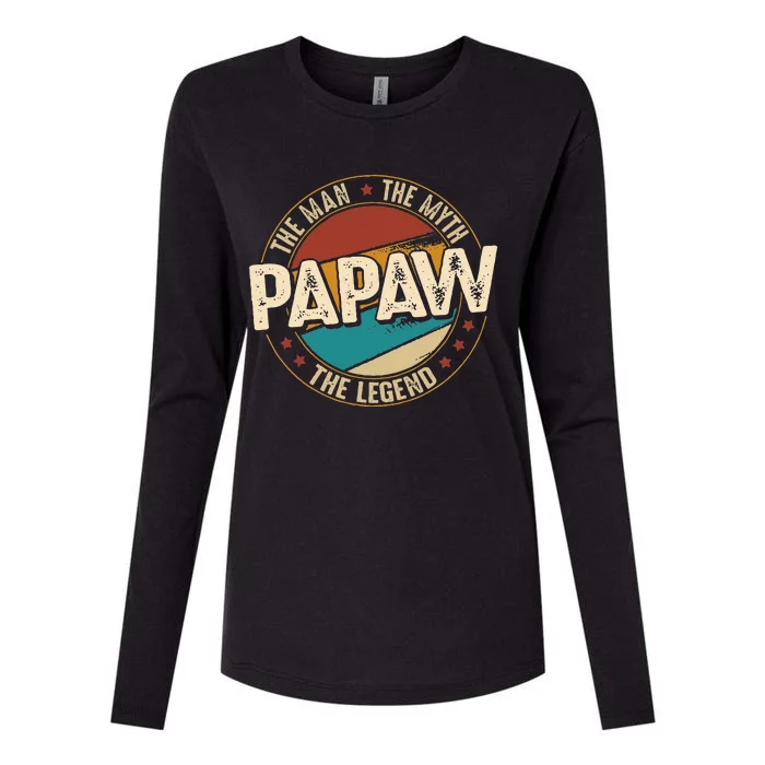 Papaw From Grandchildren Papaw The Myth The Legend Womens Cotton Relaxed Long Sleeve T-Shirt