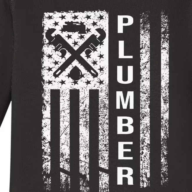 Plumber Flag Gifts For Plumbers Funny Plumbing Outfit Baby Long Sleeve Bodysuit